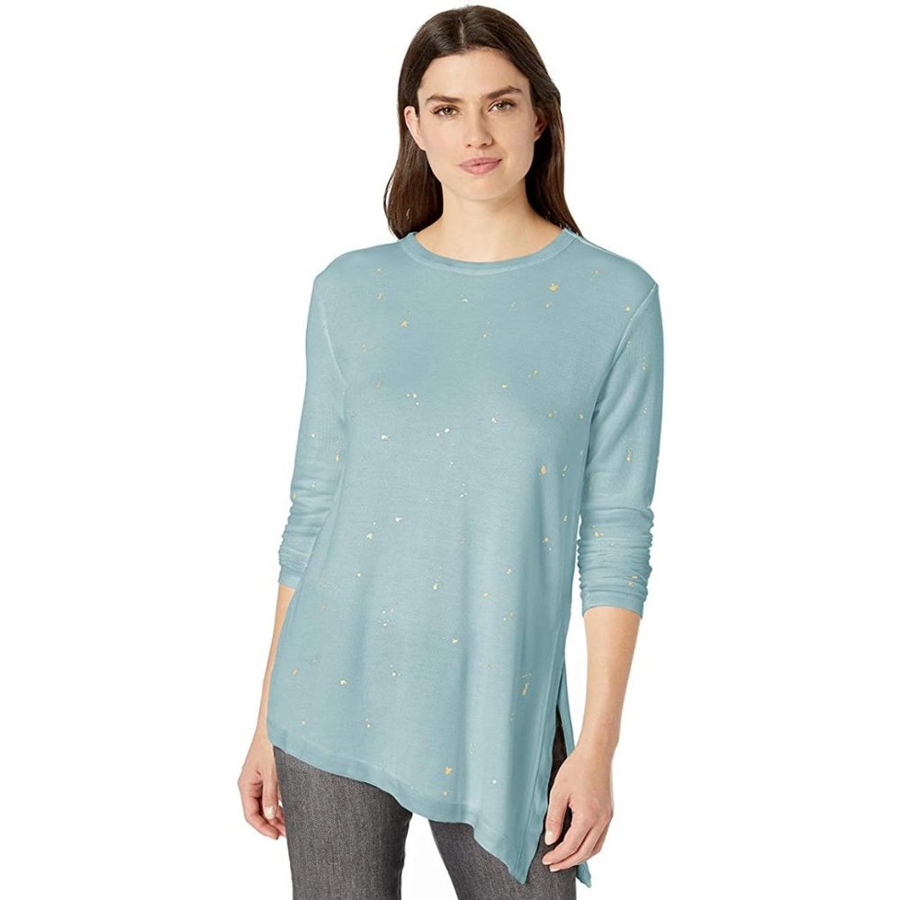 Carve Designs Devon Top Flint Size XXS Long Sleeve Sweater Angled Gold